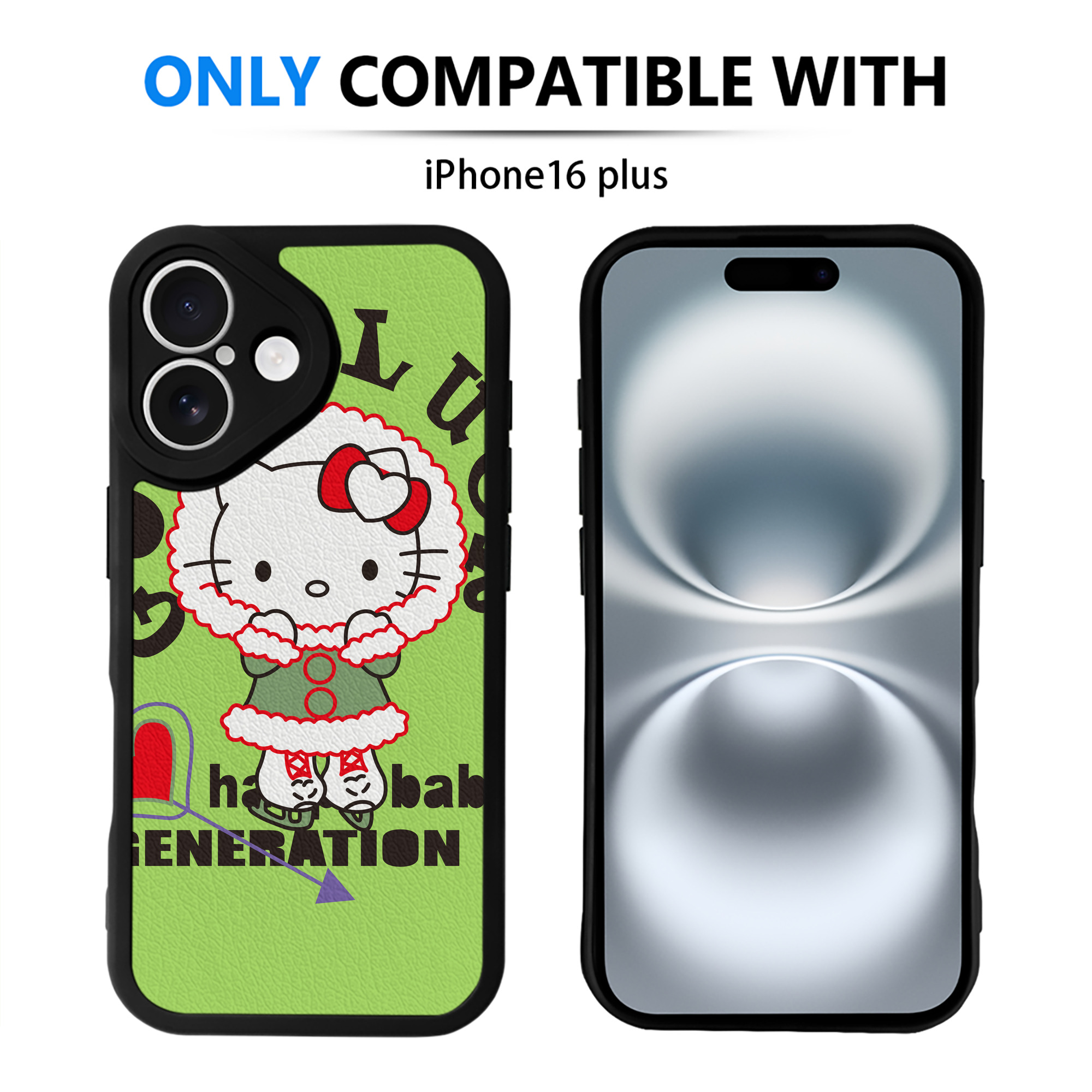 （画像用） Hello Kitty ハローキティ 【iPhone 16シリーズ対応】シリコンスマホケース（レザー調） 材質：シリコン